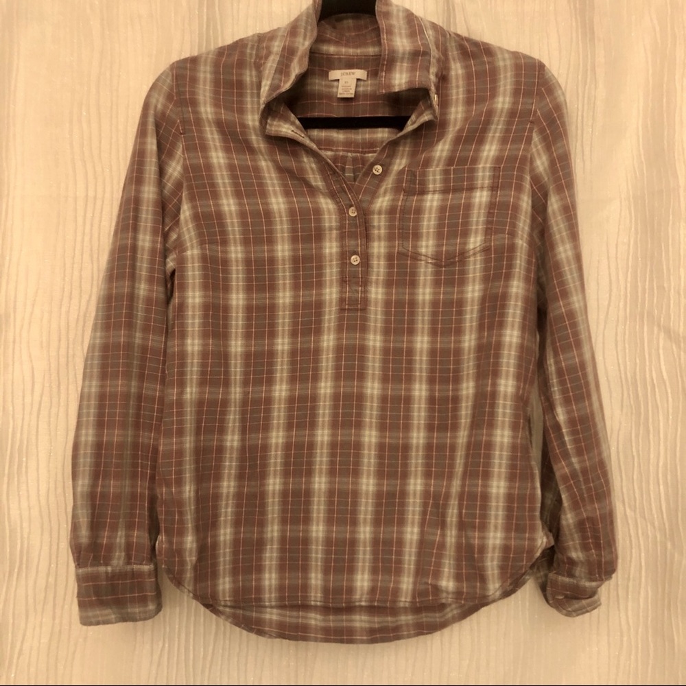 Jcrew Plaid Long Sleeve Pullover